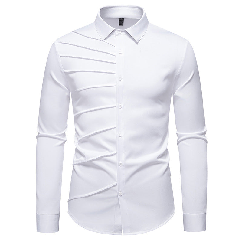Street-wave Mens Long Sleeve Shirt With Structured Design For Formal And Casual Wear