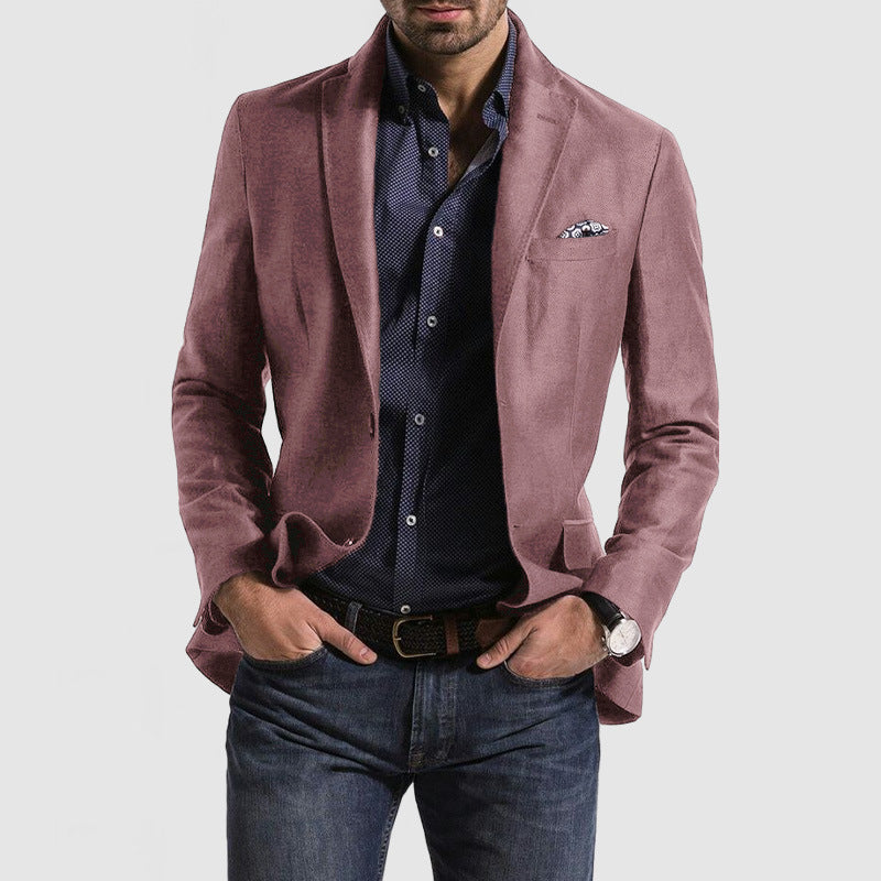 Men's Blazer Slim Fit Wool Blend Single Breasted Classic Notch Lapel Jacket For Smart Casual And Formal Wear