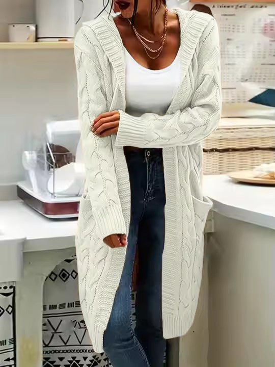 Street-Wave Cozy Women's Cable Knit Cardigan With Pockets In Relaxed Long Fit All Sizes