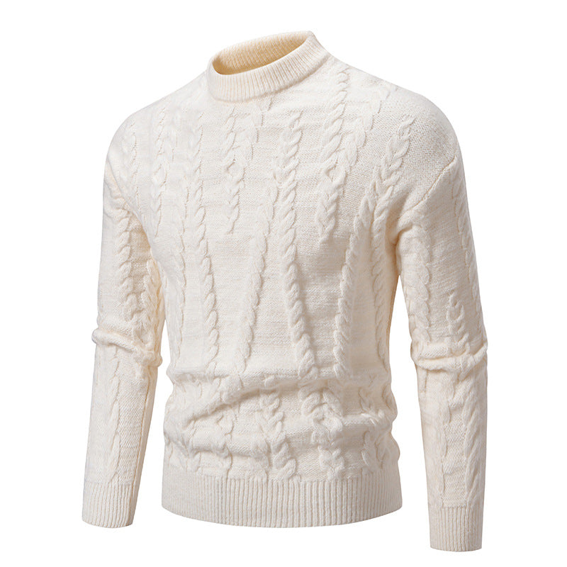 Streetwave Cable Knit Sweater With High Collar For Men Elegant Comfort Classic Knitwear