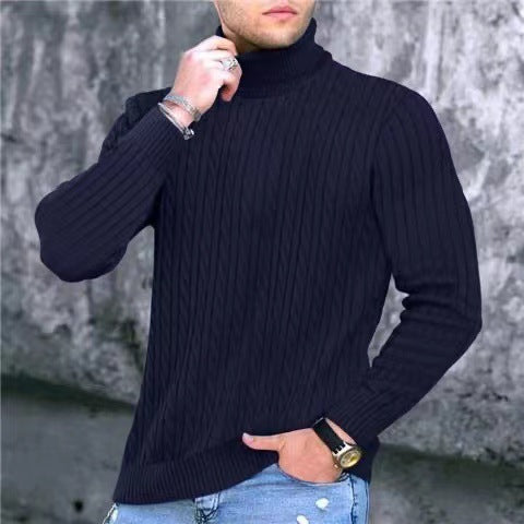 Street-Wave Men's Ribbed Knit Sweater With Premium Warmth And High Collar For Style Conscious Men Everywhere
