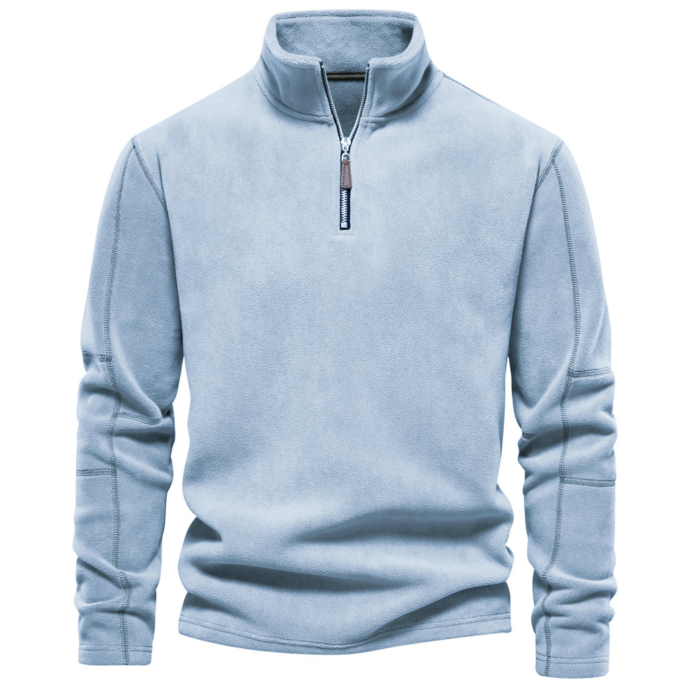 Street-wave Velours Fleece Pullover For Men Warmth With Zip Collar Softshell Comfort