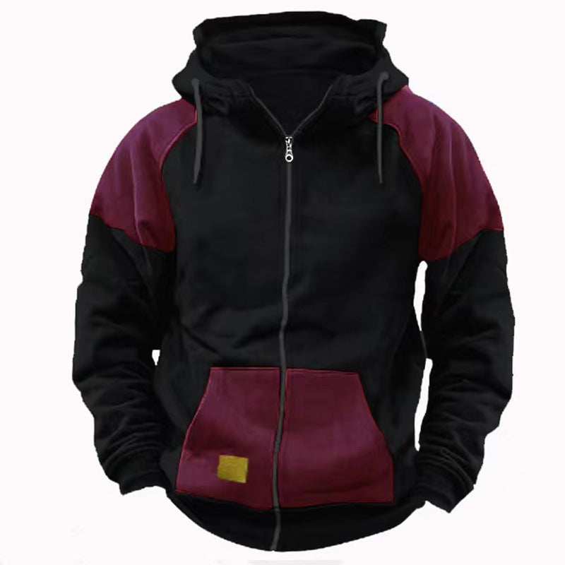 Street-wave Mens Sport Hoodie With Fashionable Contrast Panels For Everyday Streetwear