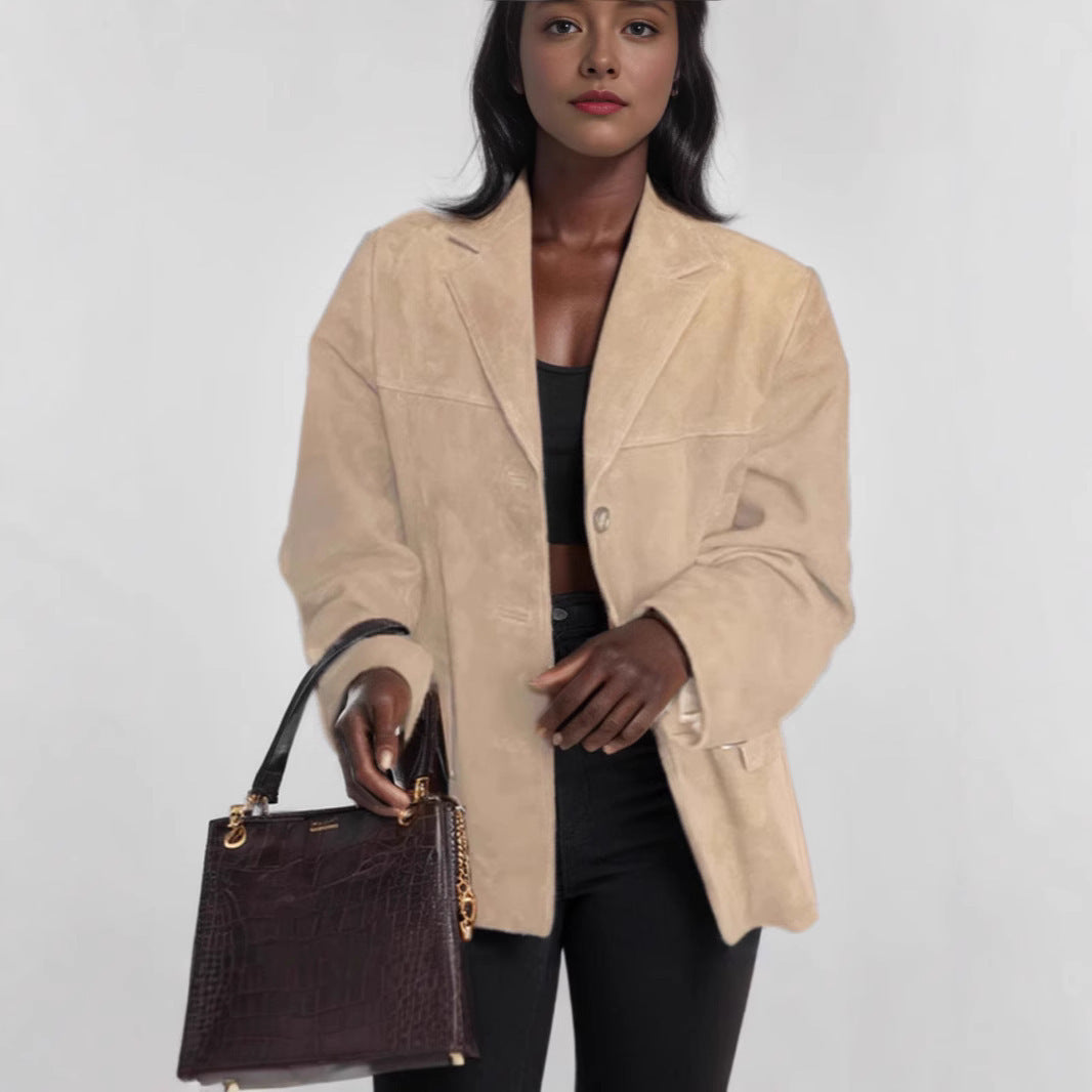 Street Wave Womens Suede Jacket Elegant Soft Comfort For Office And Everyday Wear