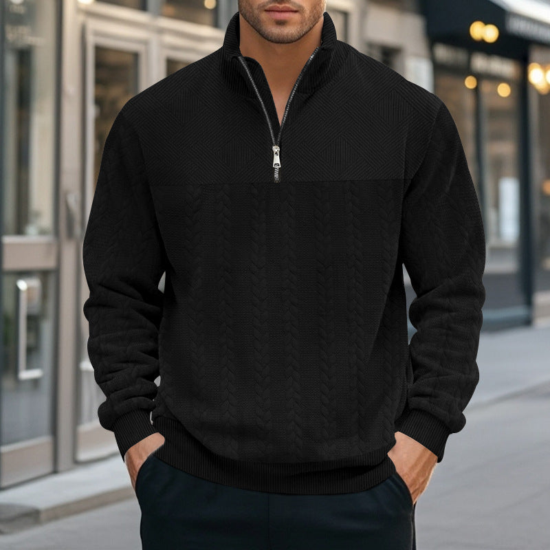 Mens Knit Pullover Streetwave With Modern Stand Collar And Zipper Cozy Warm Casual Sweater