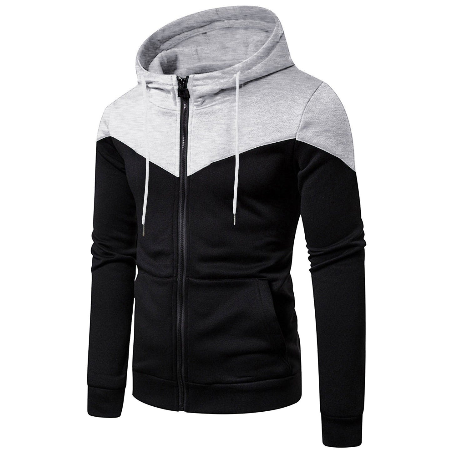 Street Wave Mens Athletic Zip Hoodie Color Block Jacket For Active Men Modern Sporty Comfort