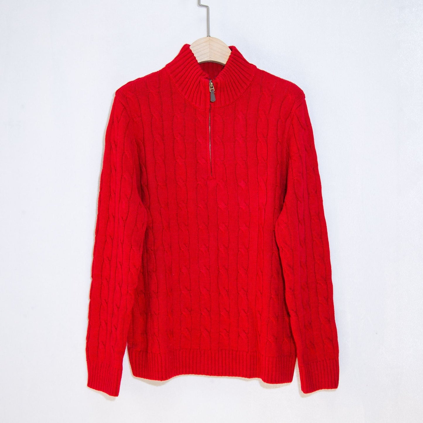 Street-wave Mens Cable Knit Half Zip Sweater Premium Warm Wool For Modern Gentlemen