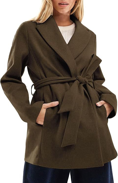 Street-wave Women Pink Wrap Coat Belted Jacket For Elegant Comfort And Versatile Office To City
