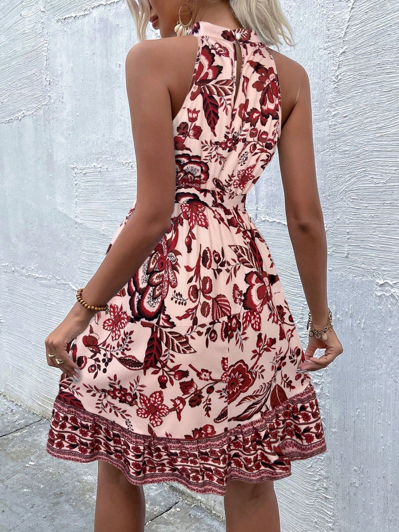 Streetwave Floral Collar Dress For Women Breathable Lightweight Summer With Tie Belt