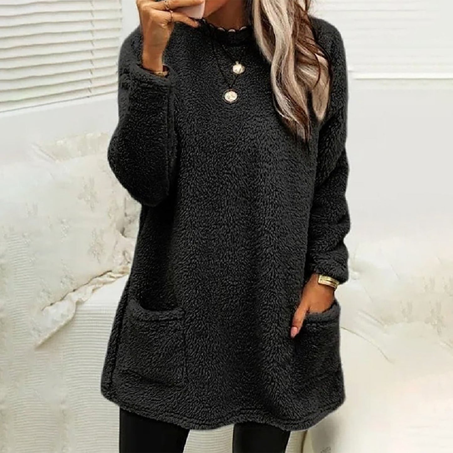 Streetwave Women Cozy Fleece Pullover With Pockets Loose Fit For Casual Comfort Everyday