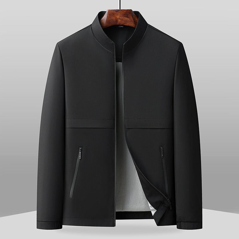 Street-Wave Mens Jacket Band Collar Full Zip Pockets Hip Length Regular Fit