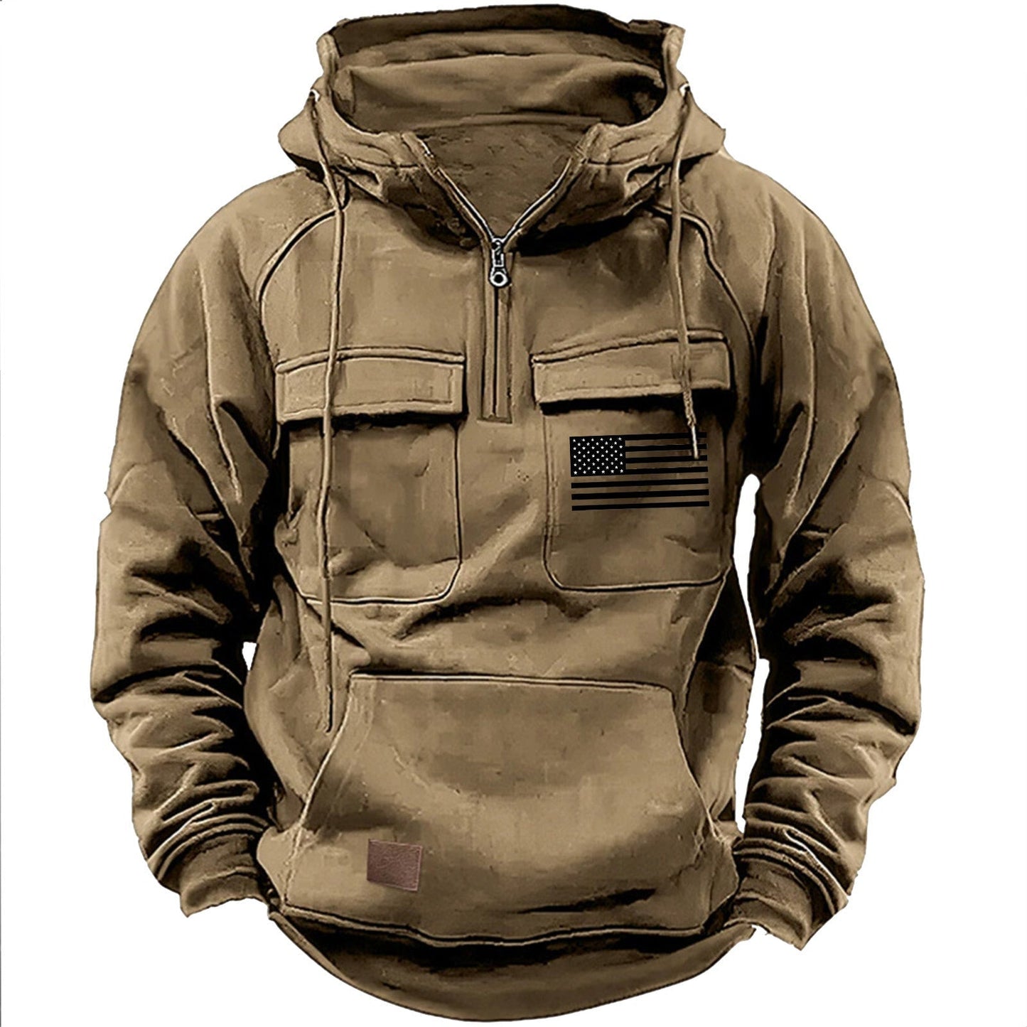 Mens Hoodie With Multiple Pockets Street Wave Durable For Outdoor Enthusiasts Sweatshirt