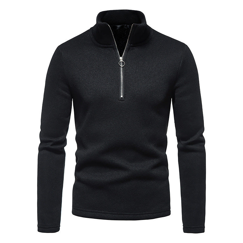 Mens Sporty Zip Neck Pullover With High Collar By Street-wave For Active Men Ideal Cold Weather Wear
