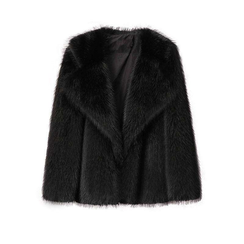 Street-wave Luxurious Faux Fur Coat For Women With Cozy Plush Comfort And Chic Lapel