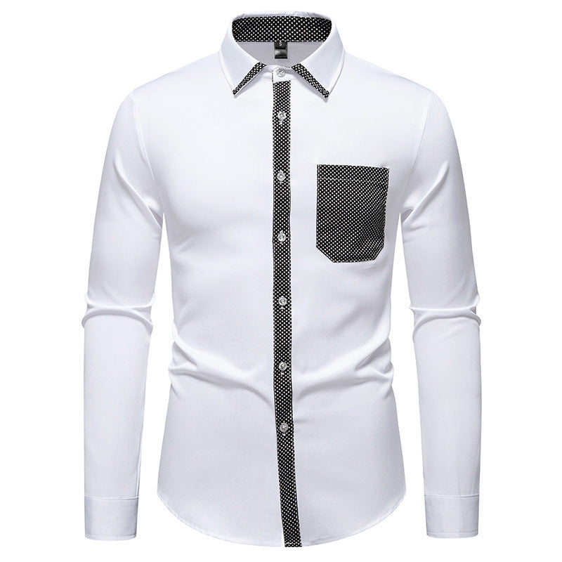 Mens Long Sleeve Shirt With Contrast Collar And Modern Chest Pocket Streetwave For Modern Men