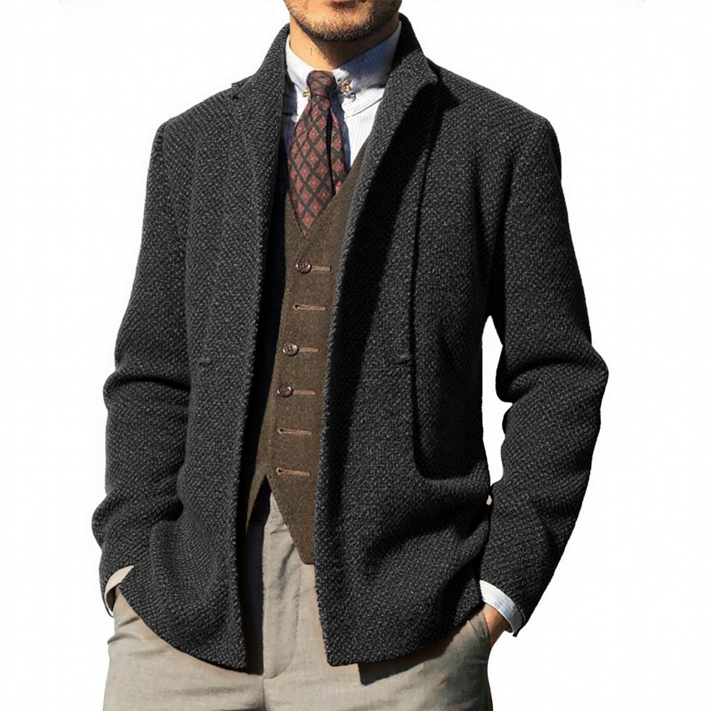 Mens Wool Cardigan With Modern Fit And Practical Pockets For Fashionable Men Street Wave