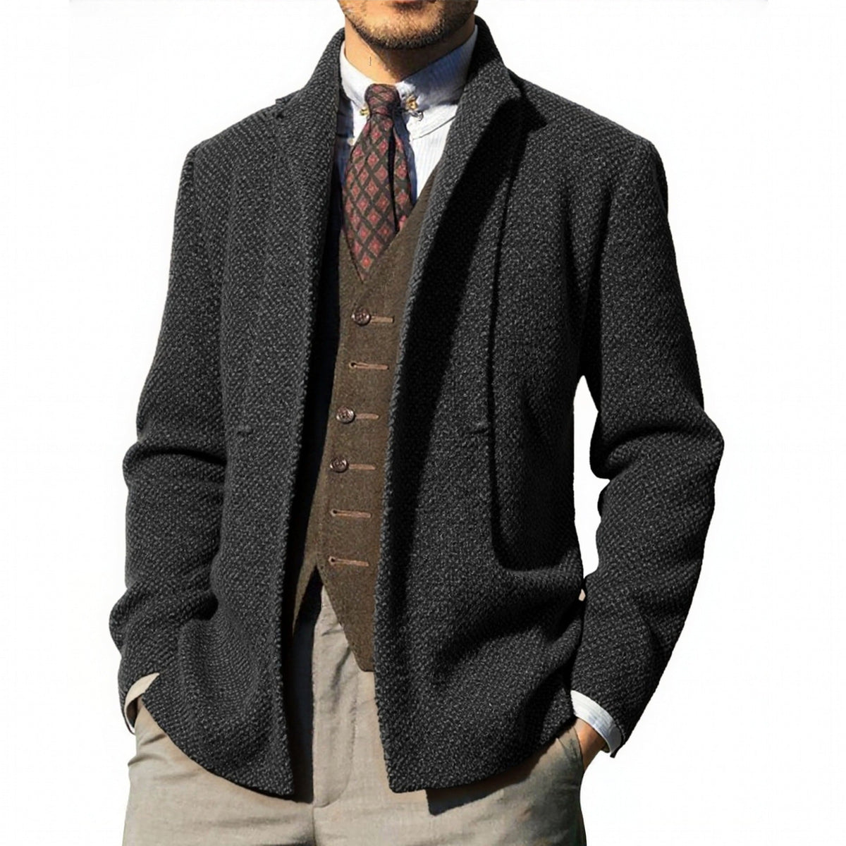 Mens Wool Cardigan With Modern Fit And Practical Pockets For Fashionable Men Street Wave