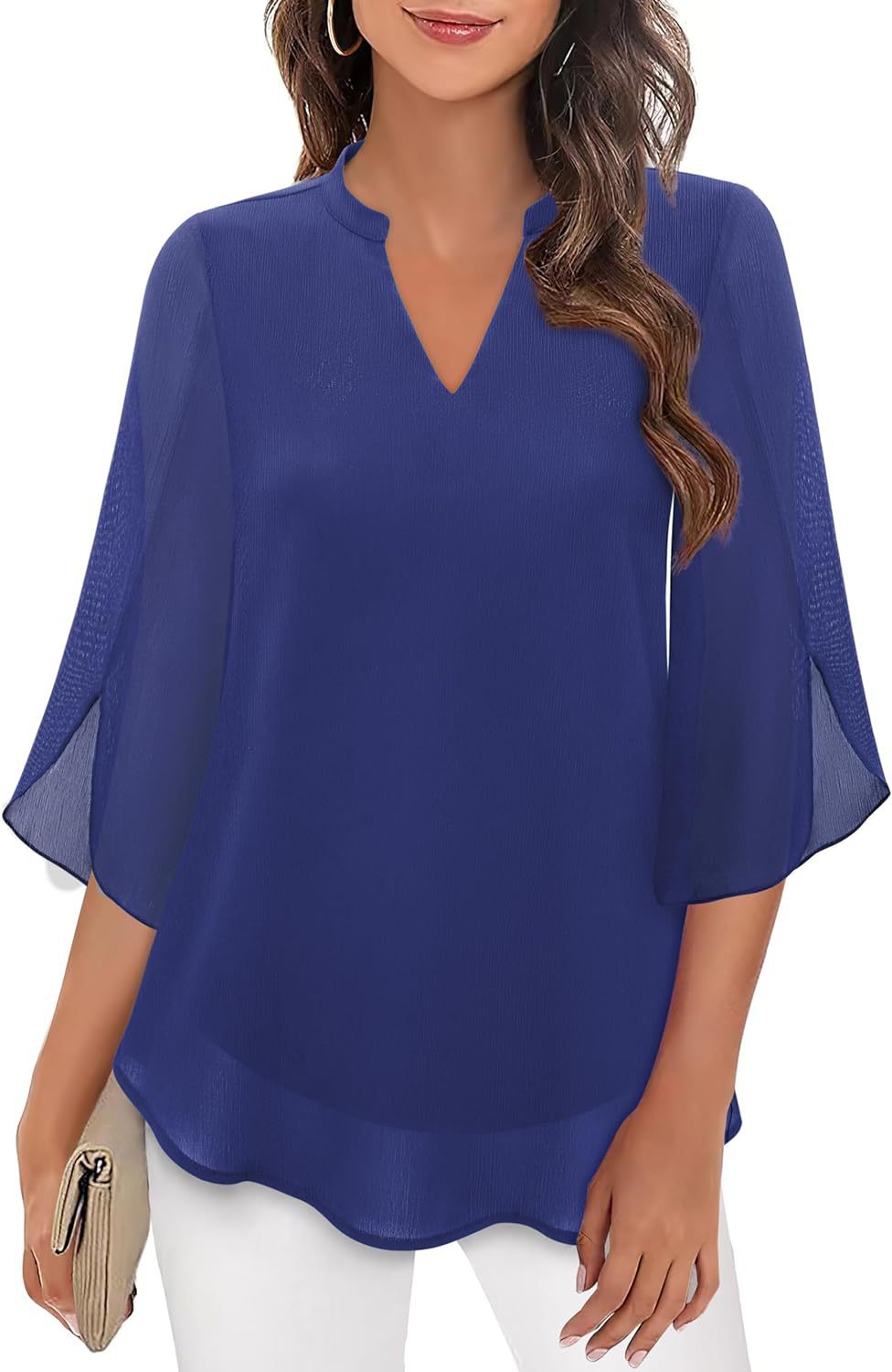 Street-Wave Airy Flutter Sleeve Blouse For Women Lightweight Sheer Top With Effortless Chic