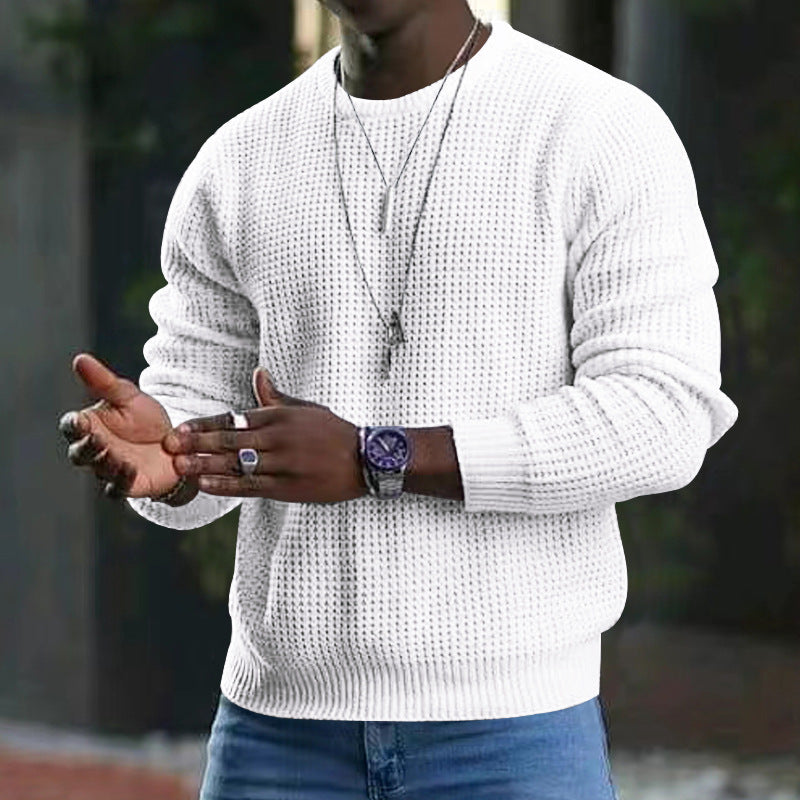 Street-Wave Mens Structured Knit Sweater Breathable Cotton Comfort For Everyday Casual Wear