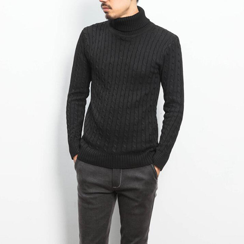 Street-wave Men's Cable Knit Turtleneck Sweater - Cozy Warm Rollneck with Classic Pattern