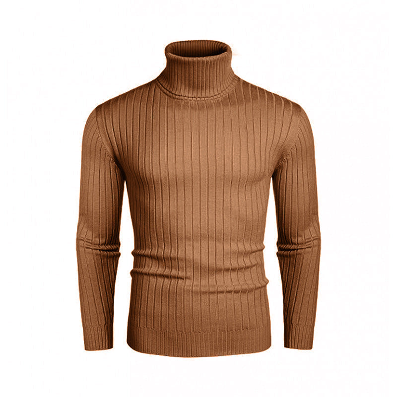 Mens Elegant Turtleneck Knit Sweater In Fine Ribbed Knit By Street Wave Soft Breathable Warmth For Office