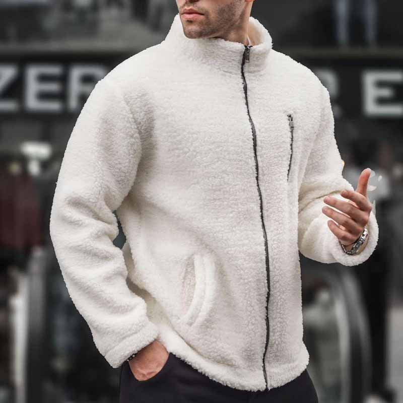 Street-Wave Men's Cozy Fleece Jacket With Zipper Soft Warmth, Comfortable Fit For Cold Weather