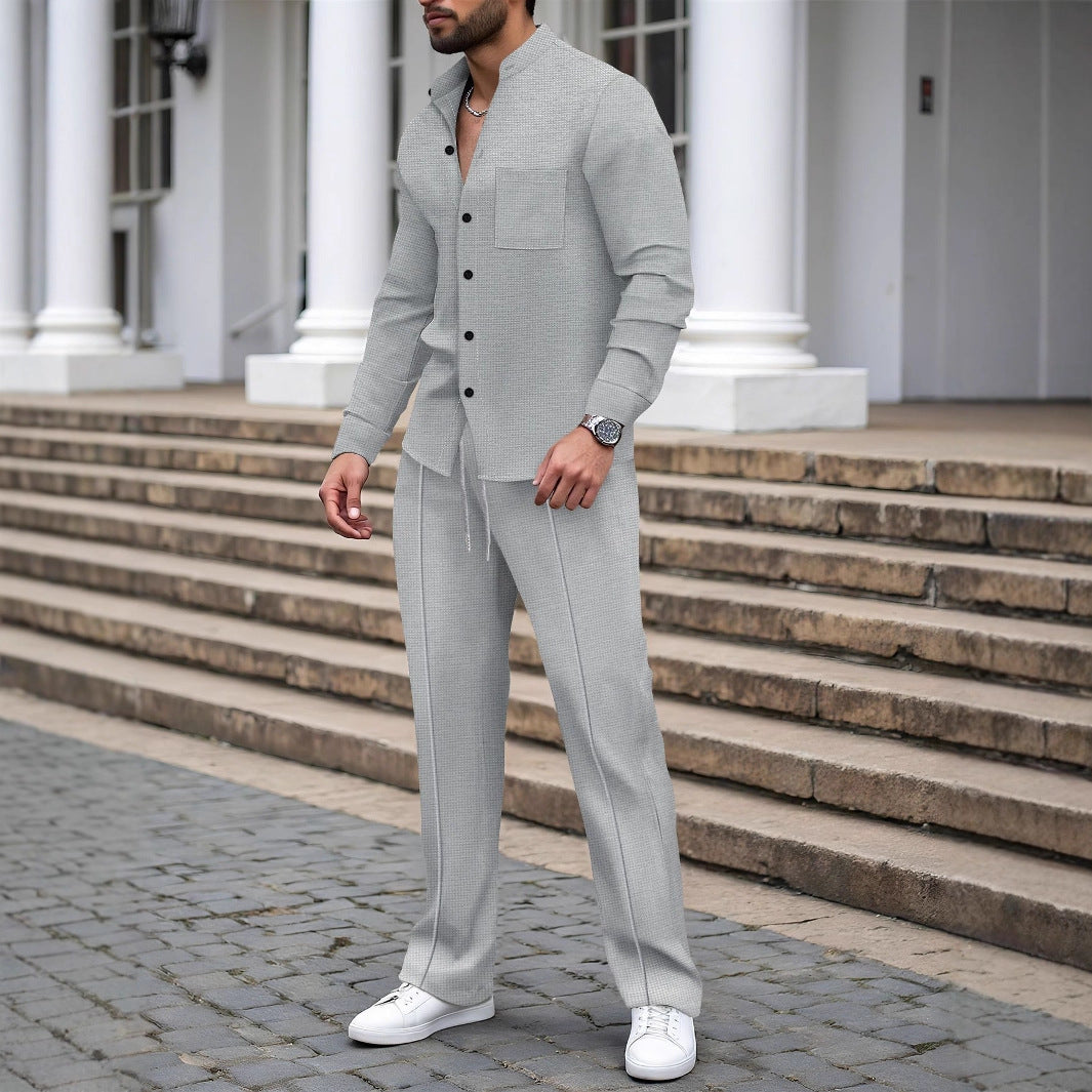 Street-wave Mens Elegant Plaid Suit With Matching Shirt Versatile Office And Evening Wear