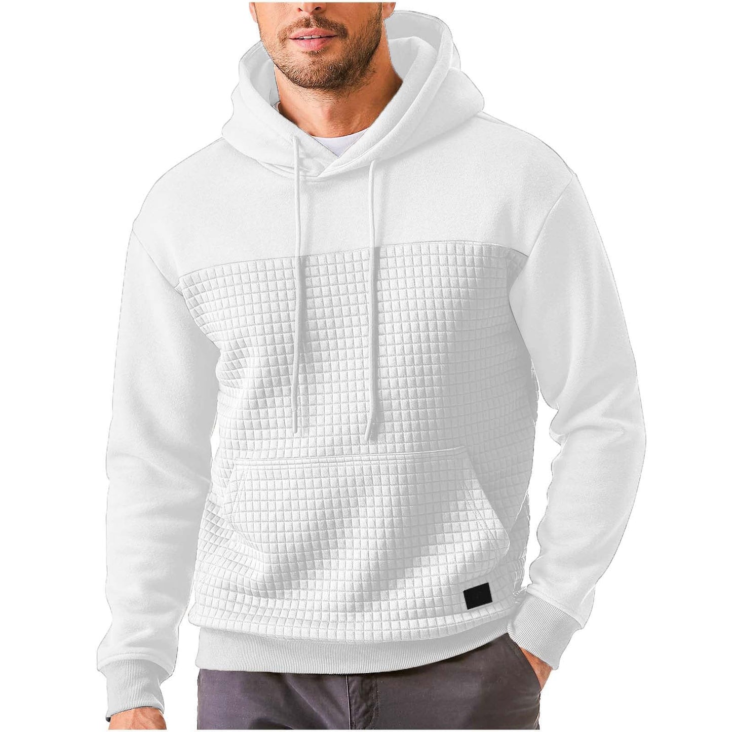 Street-wave Men's Hoodie With Structured Textured Upper Panel For Modern Comfort