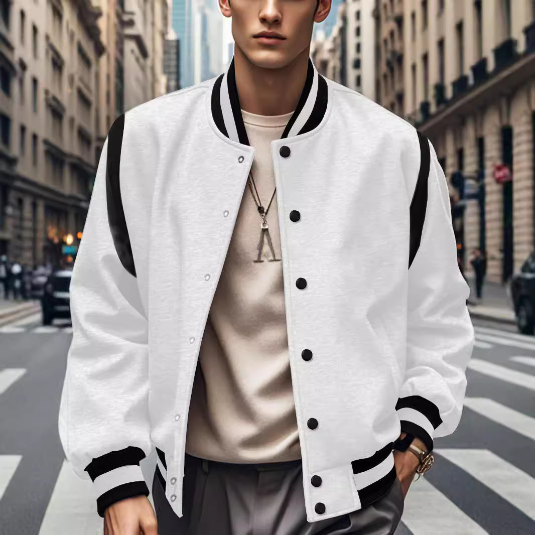 Men's Bomber Jacket With Contrasting Sleeves Street-wave Urban Streetwear Essential For Men