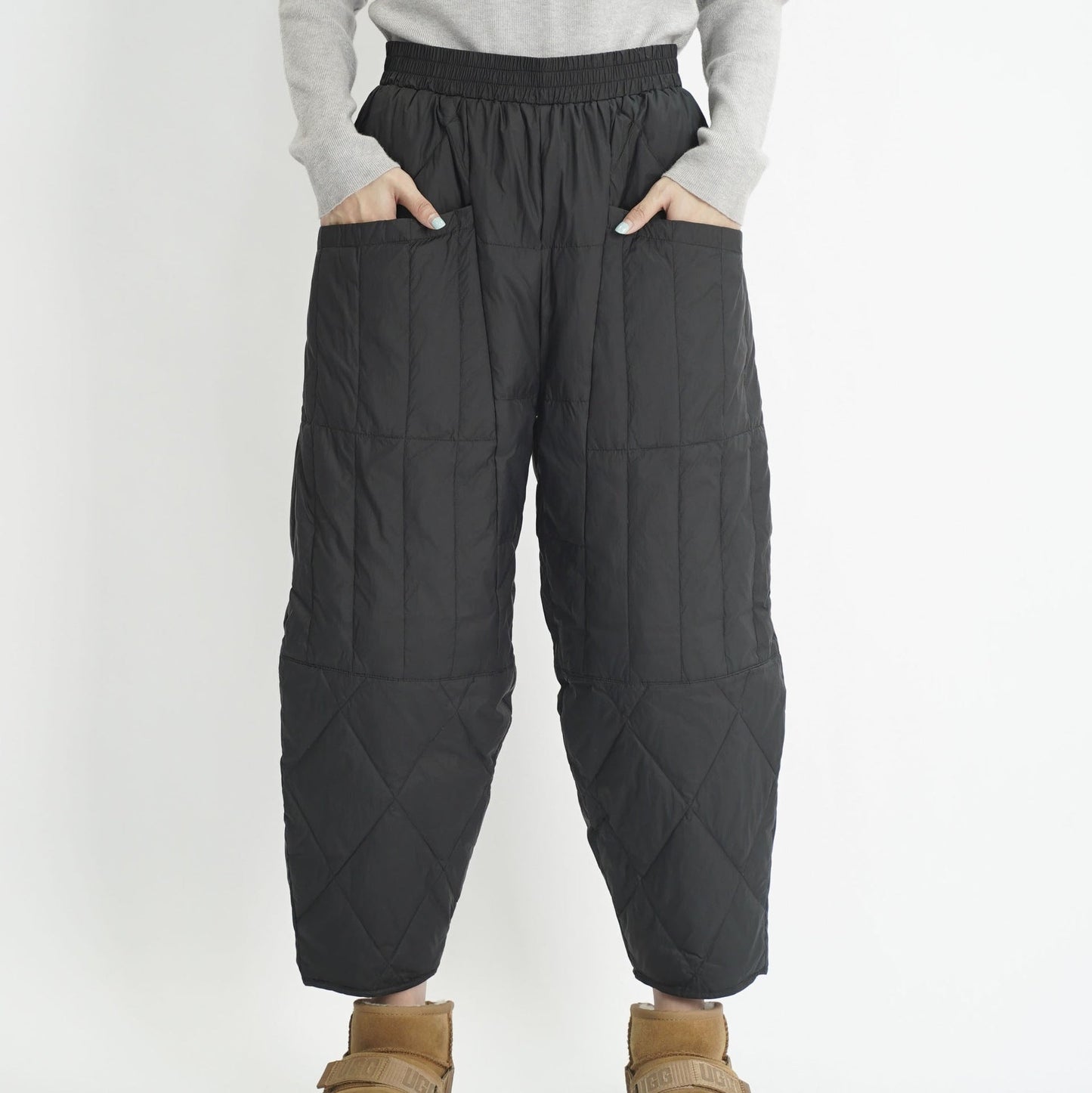Quilted Padded Joggers For Women With Elastic Waistband And Pockets Street Wave Cozy Cold Weather Leisurewear