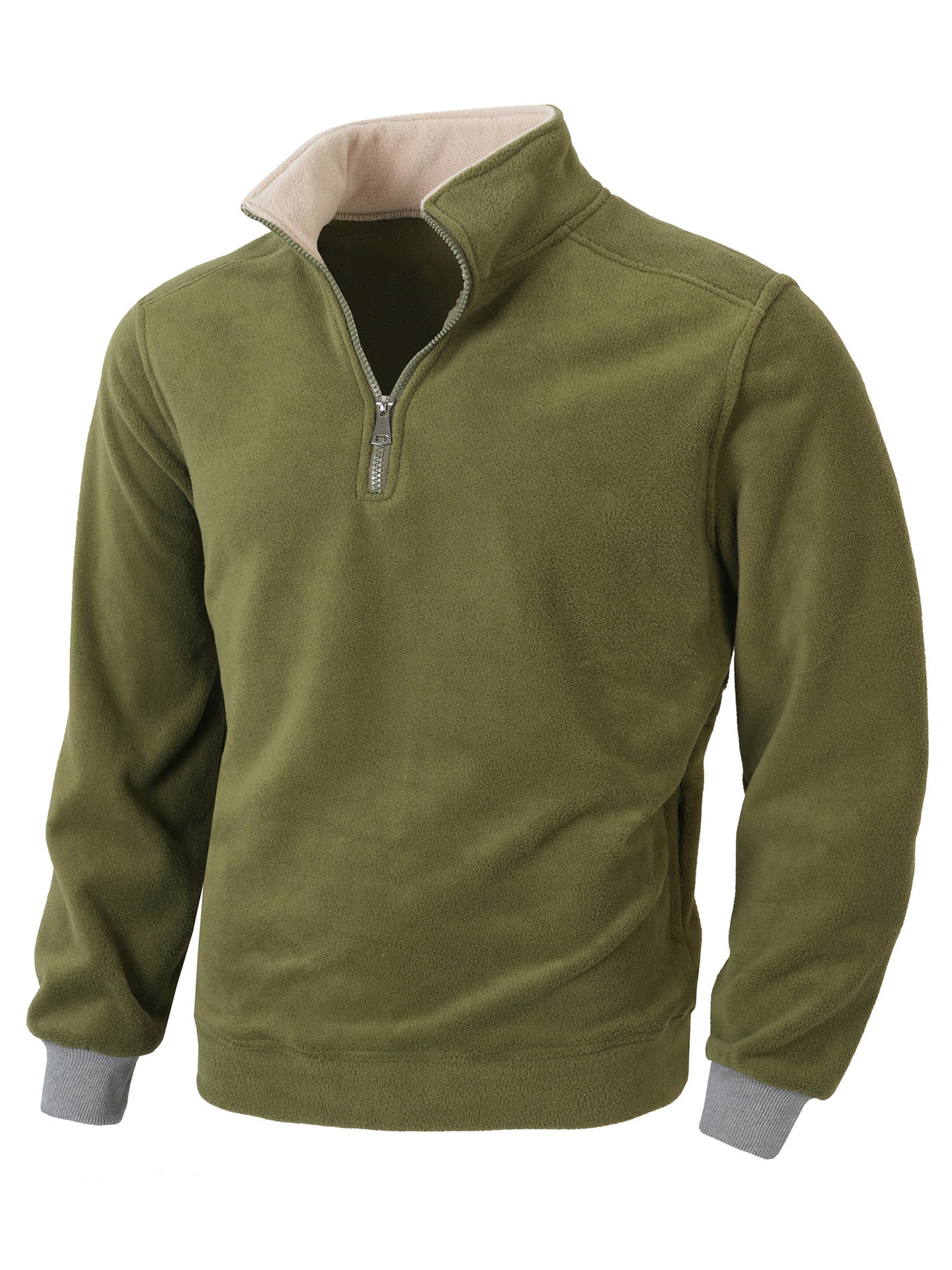 Street-wave Men Fleece Jacket Half Zip Warm Cozy