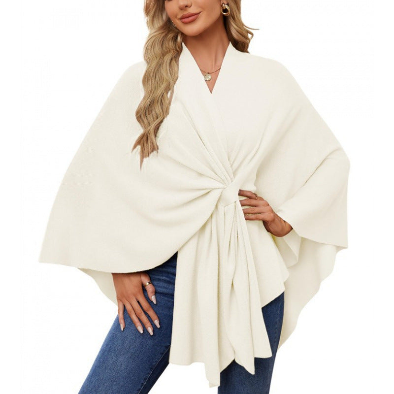 Streetwave Wrap Coat With Knot Tie Front Elegant Draped Silhouette For Stylish Women