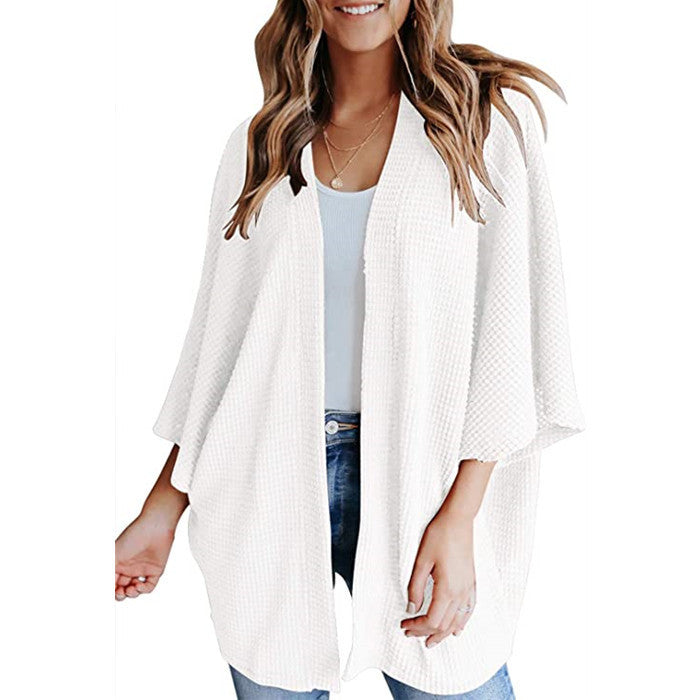 Street-Wave Women's Waffle Knit Cardigan Cozy Versatile Everyday Layer Perfect for Casual Wear