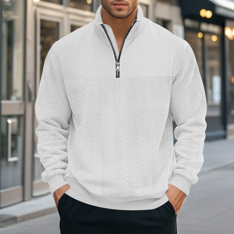Mens Knit Pullover Streetwave With Modern Stand Collar And Zipper Cozy Warm Casual Sweater