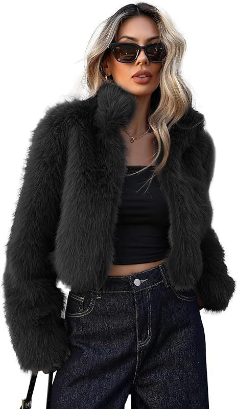 Street-wave Womens Short Faux Fur Jacket With Soft Fur For Elegant Silhouette And Cozy Warmth