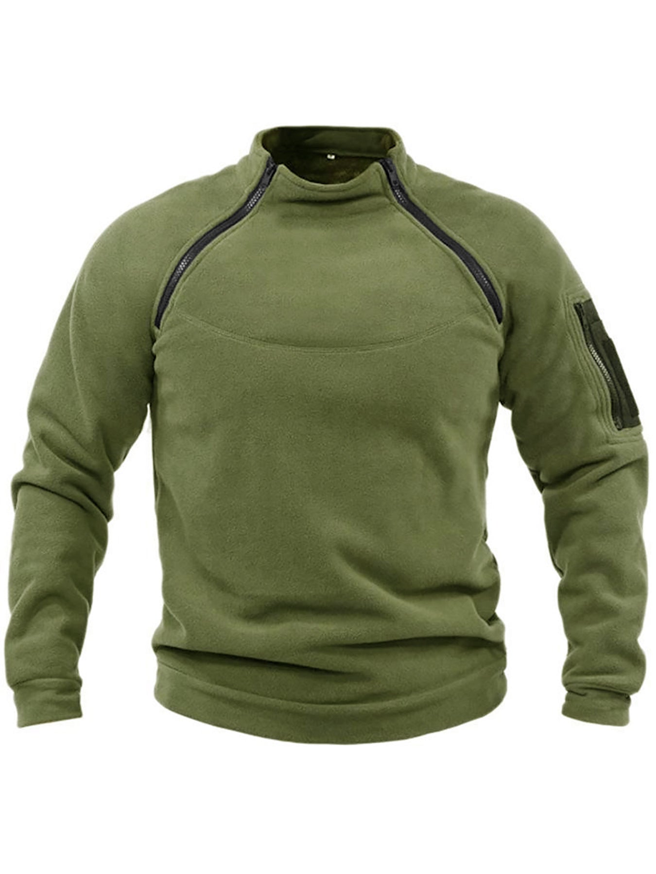 Street-wave Men's Thermal Fleece Pullover With High Collar And Zipper Pocket For Cold Weather Comfort