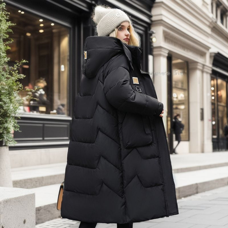 Street-wave Long Puffer Winter Coat for Women With Removable Hood Ultra Warm Insulated City Style