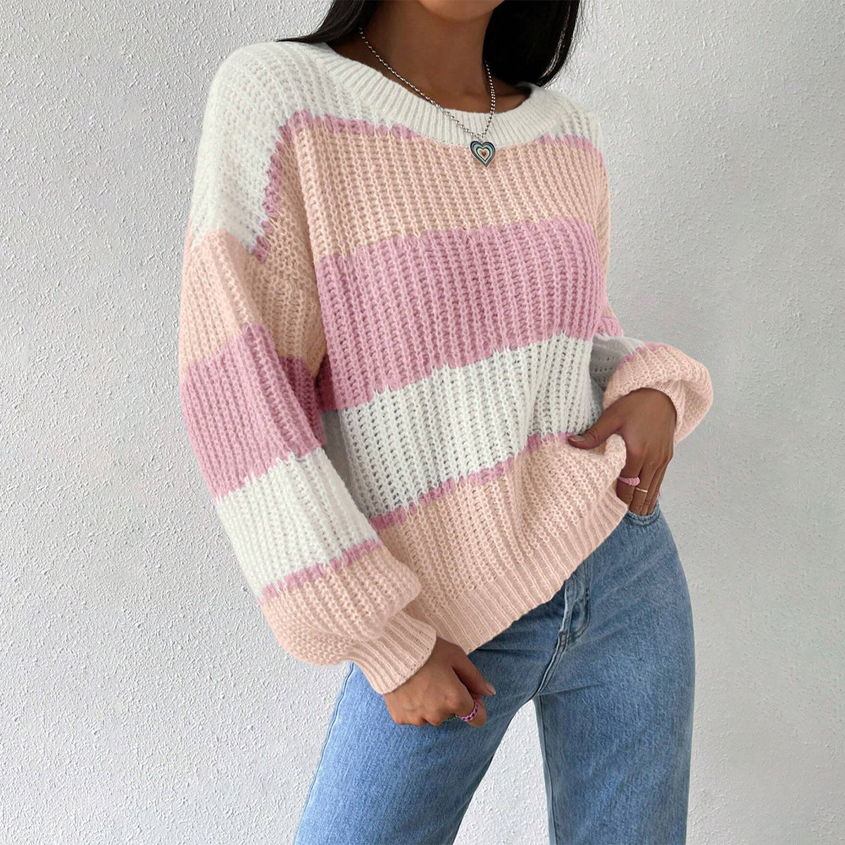 Street-Wave Oversized Knit Pullover For Women With Chunky Knit Texture Cozy Everyday Casual