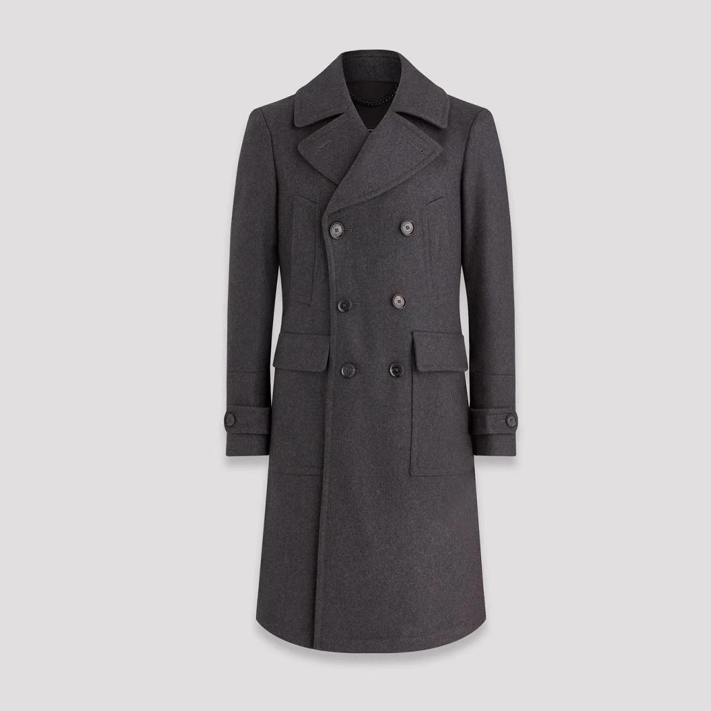 Streetwave Mens Double Breasted Coat With Practical Pockets And Premium Lining For Modern Professionals