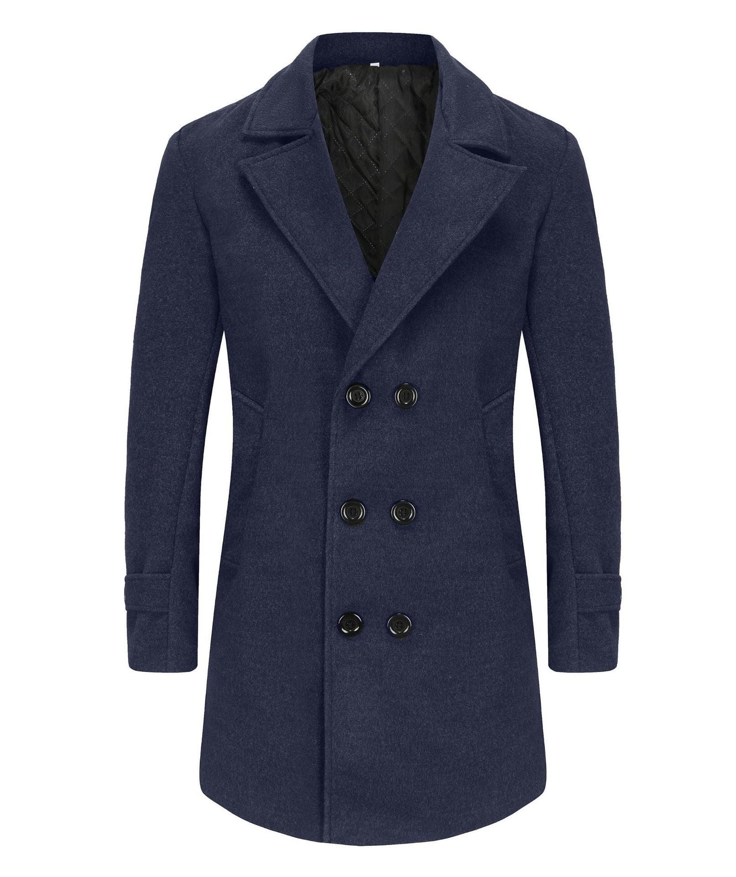 Street-wave Men's Elegant Double-Breasted Coat With Slim Fit And Lined Interior For Modern Offices