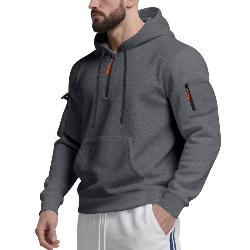 Street-Wave Men Zip Hoodie With Breathable Fabric Front Zip Side Pockets For Active Comfort All Day