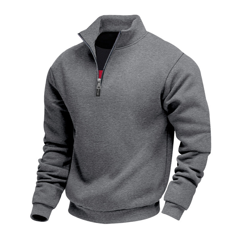 Street Wave Men Lightweight Fleece Pullover With Stand Collar Half Zip Cozy Comfort
