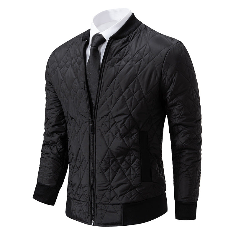 Men's Quilted Jacket With High Collar Street-wave Premium Versatile Transitional Outerwear For Men