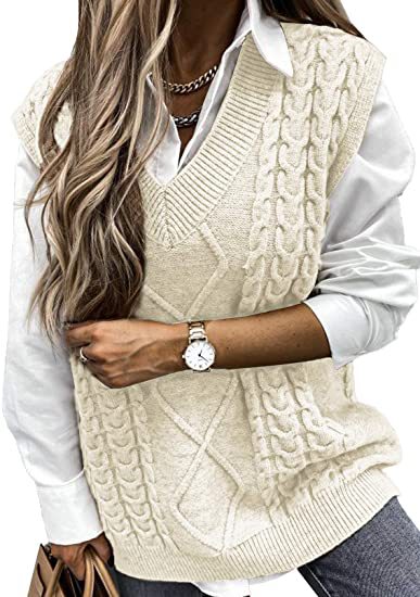 Streetwave Womens Cable Knit Vest With V Neck Cozy Breathable Layering Knitwear For Everyday Style