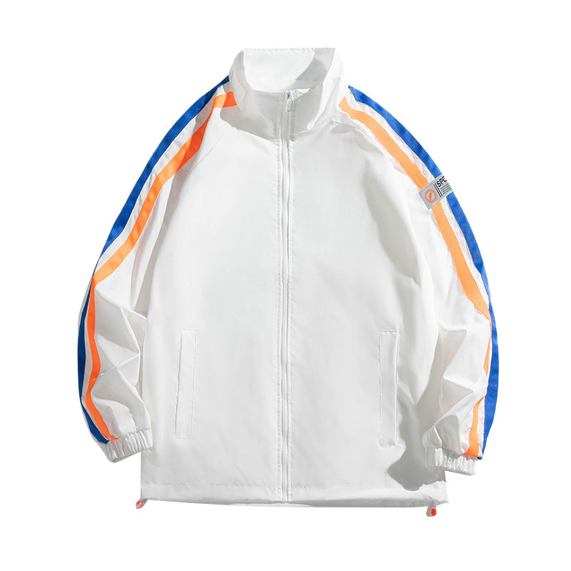 Street-Wave Women's Windbreaker Jacket With Breathable Fabric And Contrast Stripes