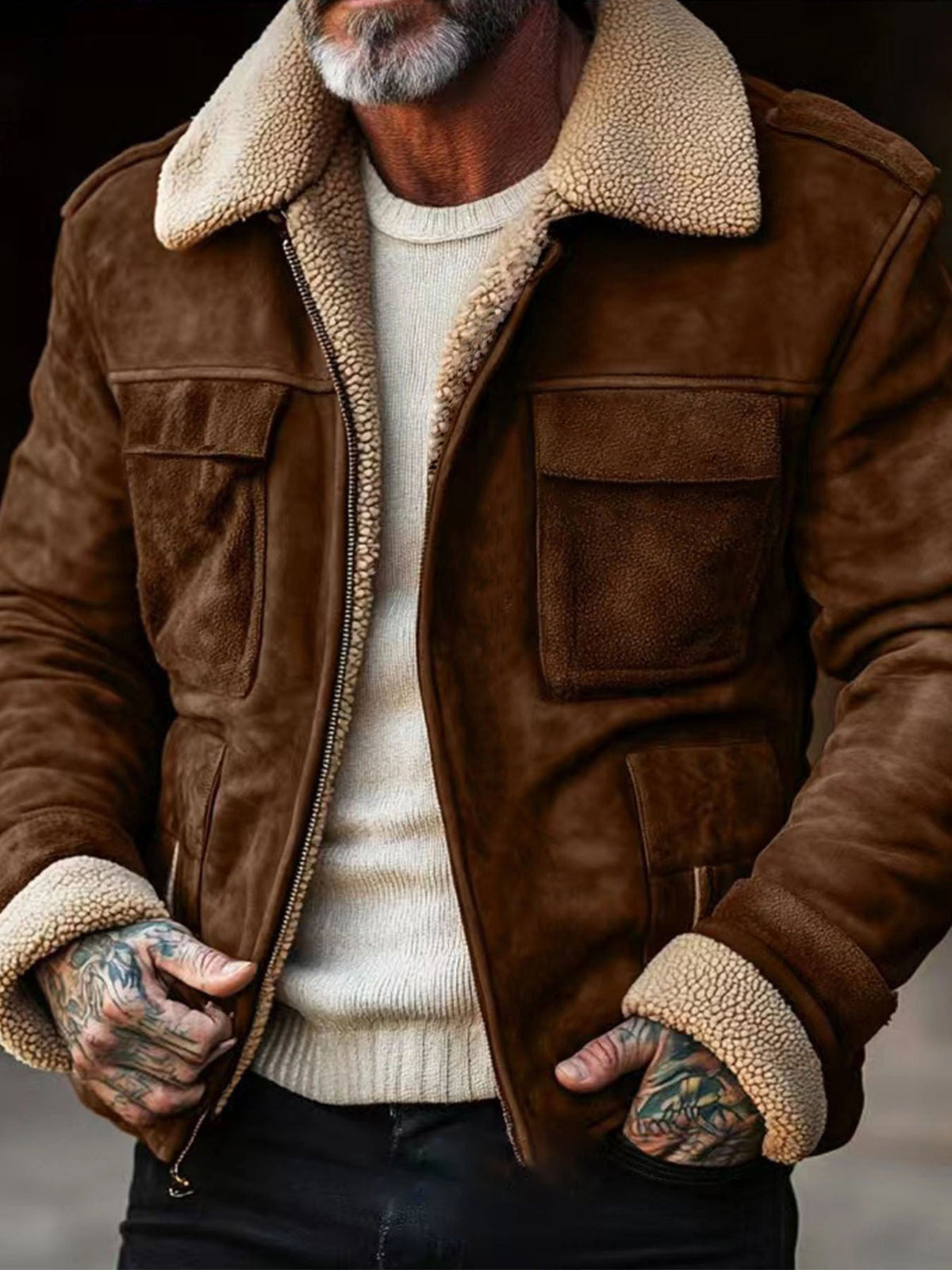 Mens Sherpa Lined Jacket By Street Wave Premium Warmth Cozy Rugged Outerwear For Men
