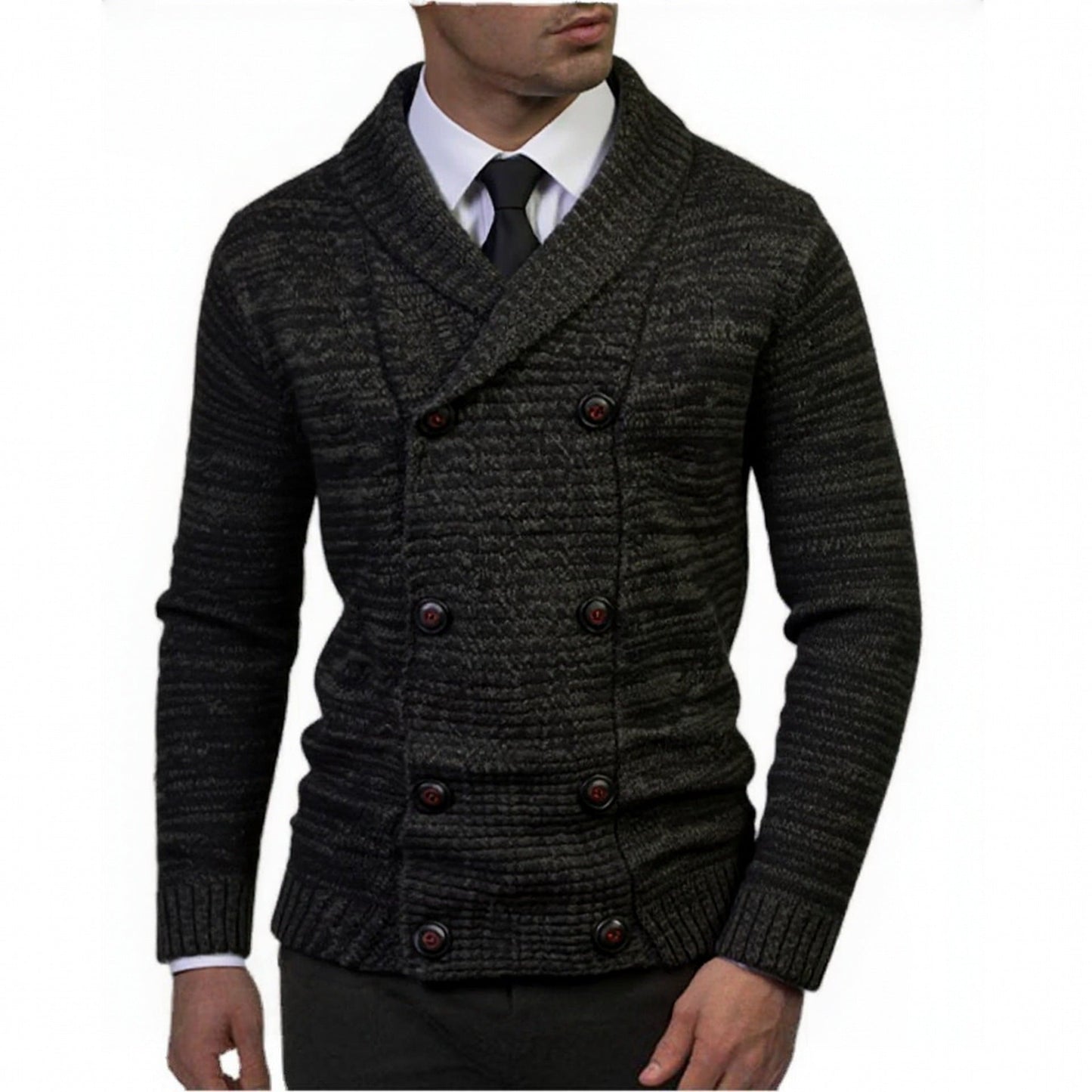 Street-Wave Men's Premium Double-Button Knit Sweater With Textured Design For Modern Stylish Professionals
