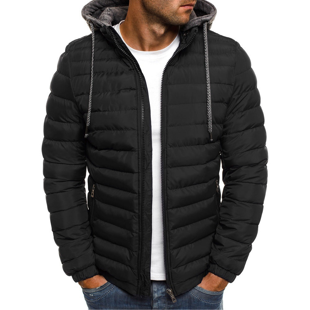 Street Wave Mens Lightweight Puffer Jacket With Hood And High Collar For Everyday Comfort