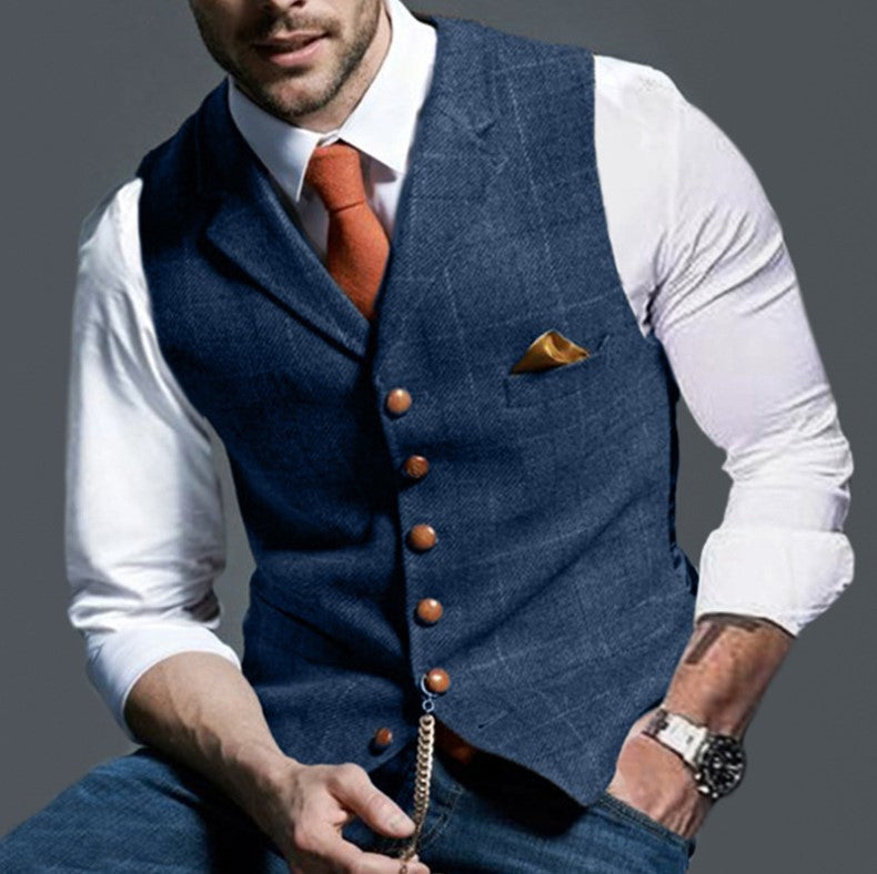 Street-wave Men's Elegant Waistcoat Vest With Breathable Durable Fabric For Formal Events