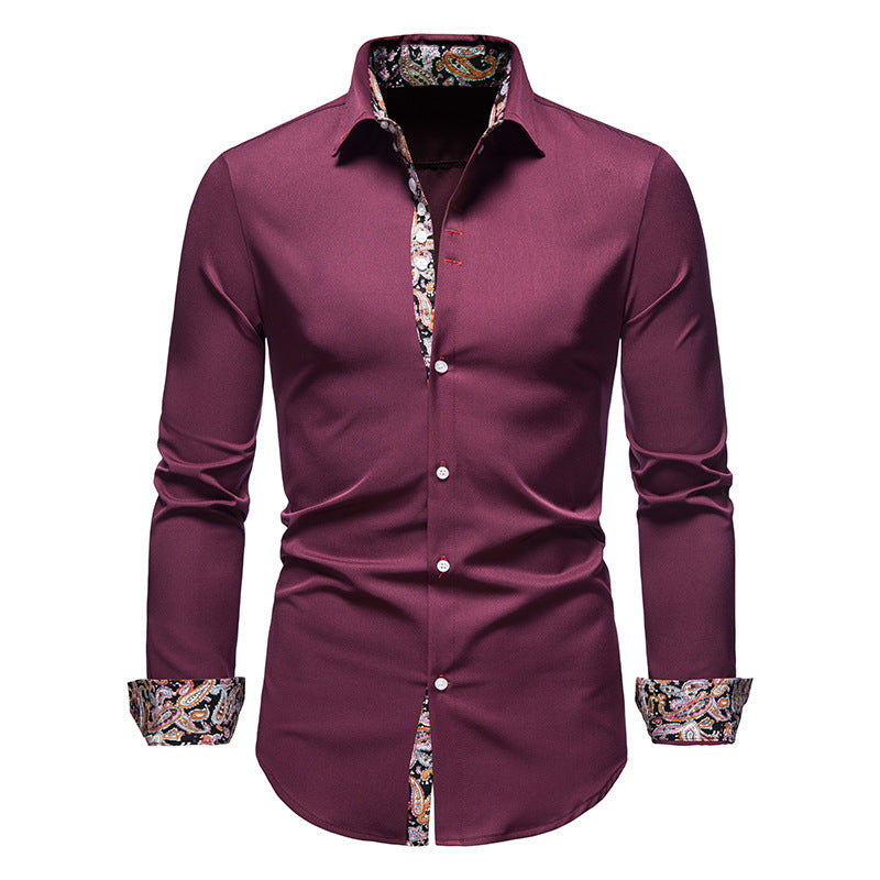 Street-wave Men's Elegant Paisley Long Sleeve Shirt With SoftTouch Fabric And Inner Collar Detail